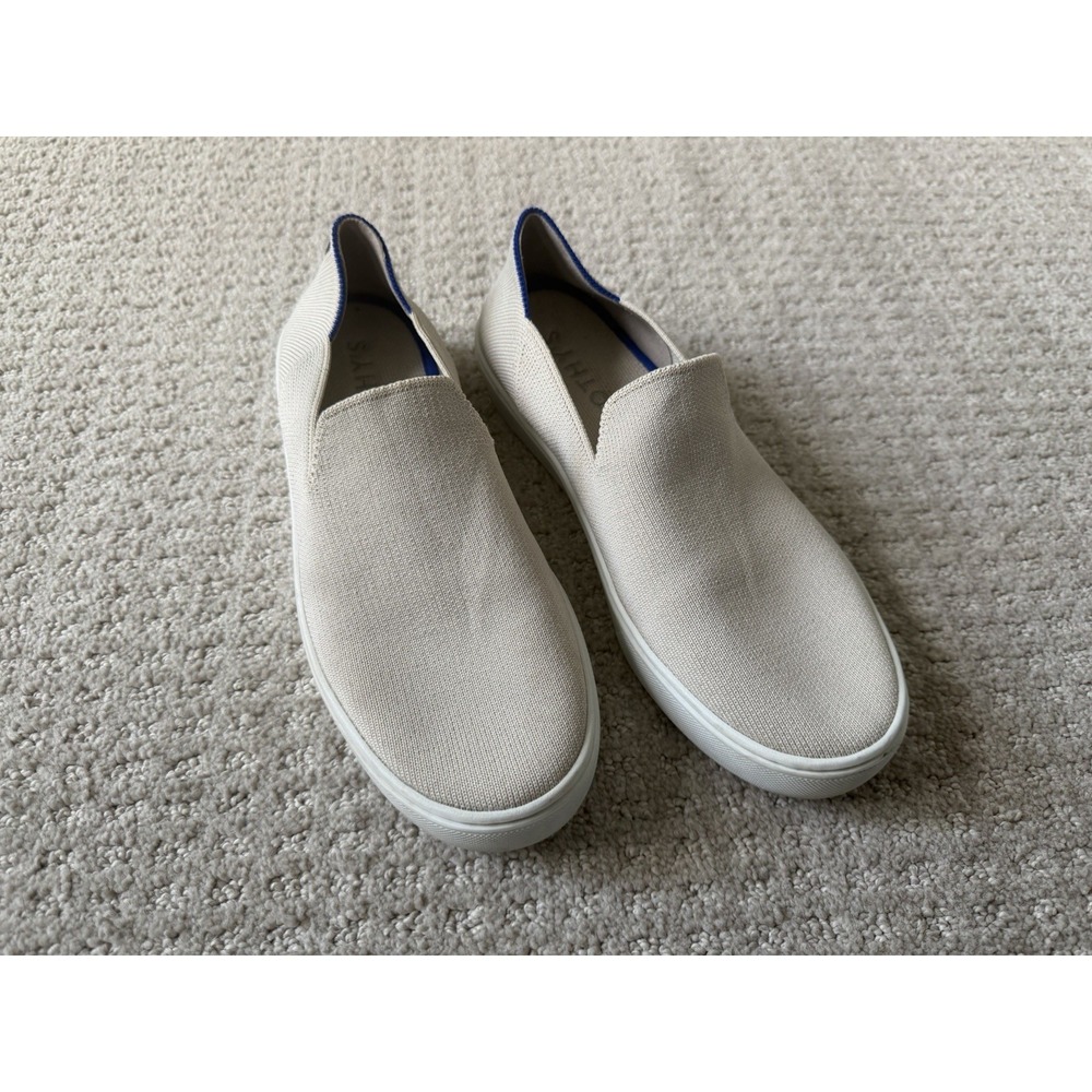 Rothys The Sneaker Sand Beige Slip On Knit Shoes Womens 8.5 Machine Washable